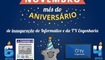 Vinheta comemorativa de Aniversário do Informativo da EE e da TV Engenharia