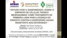 Estudo fase II, randomizado, sobre o emprego de células-tronco mesenquimais como tratamento de primeira linha para a doença do enxerto contra o hospedeiro aguda resistente aos esteróides